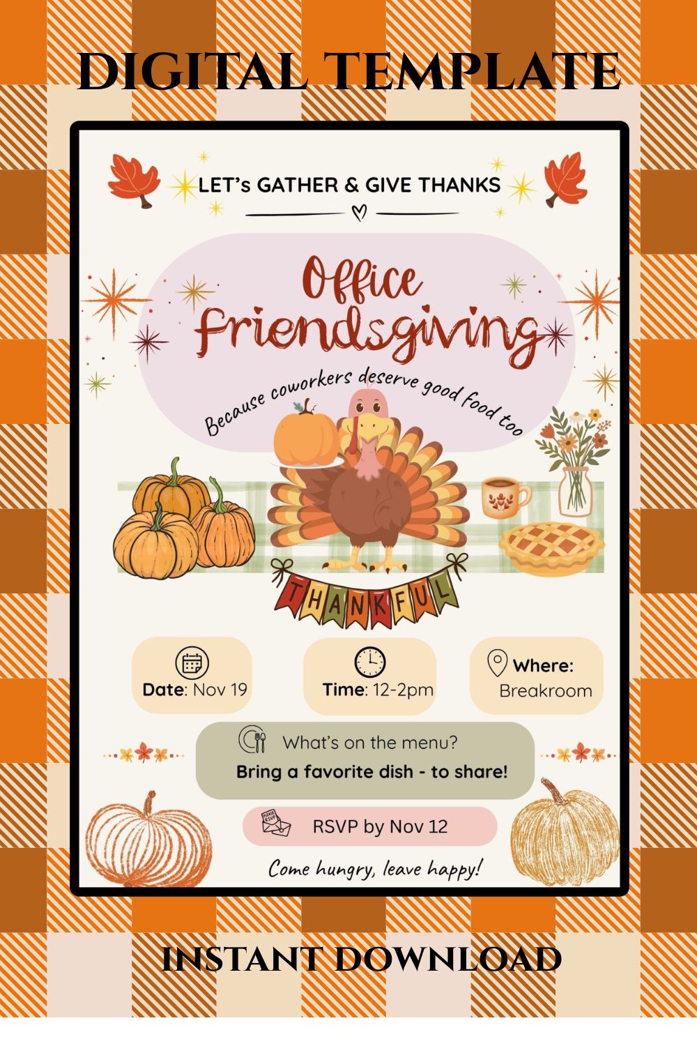 Office Friendsgiving Invite Canva