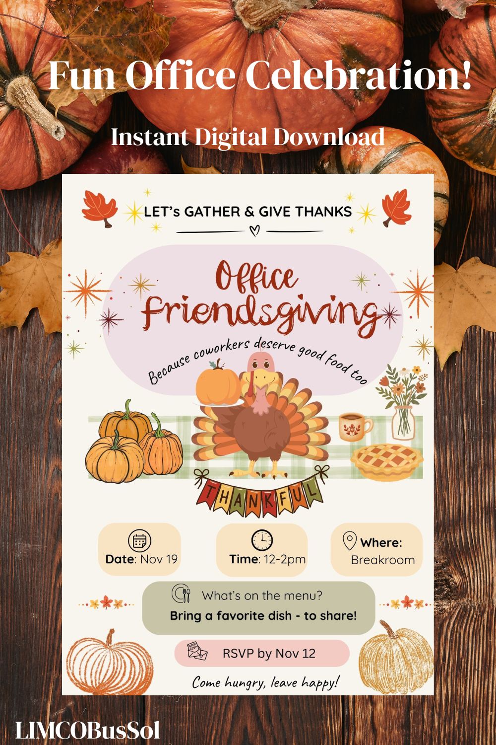 Office Friendsgiving Invite Canva