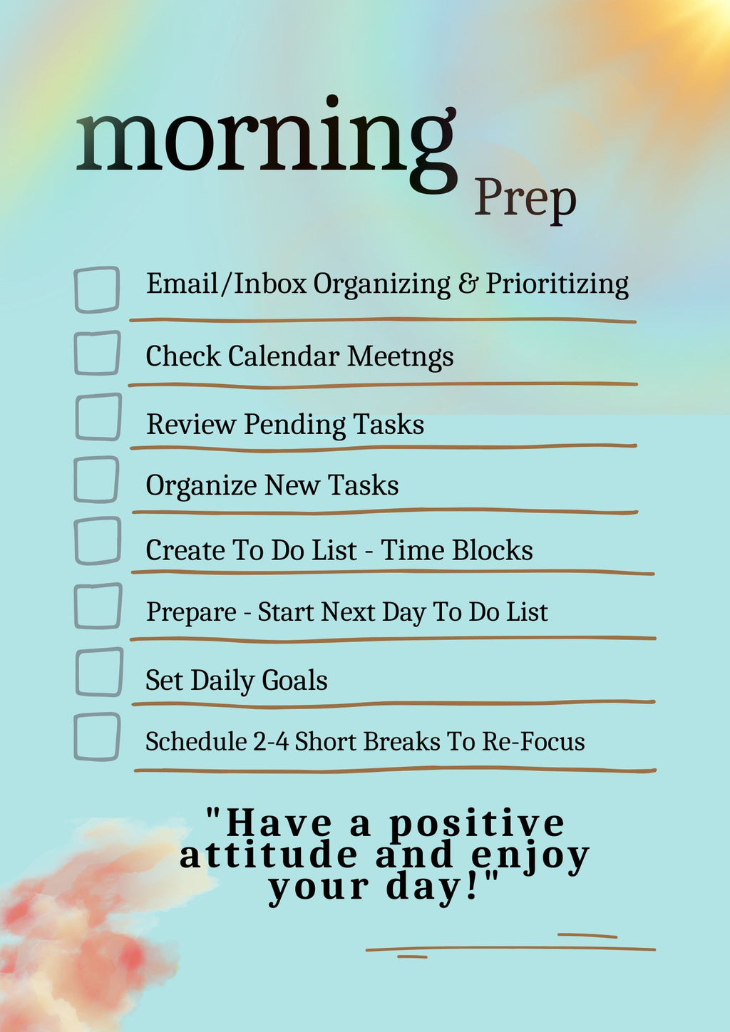 Administrative Morning Checklist