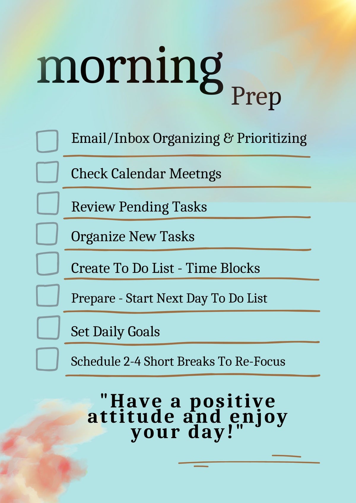 Administrative Morning Checklist