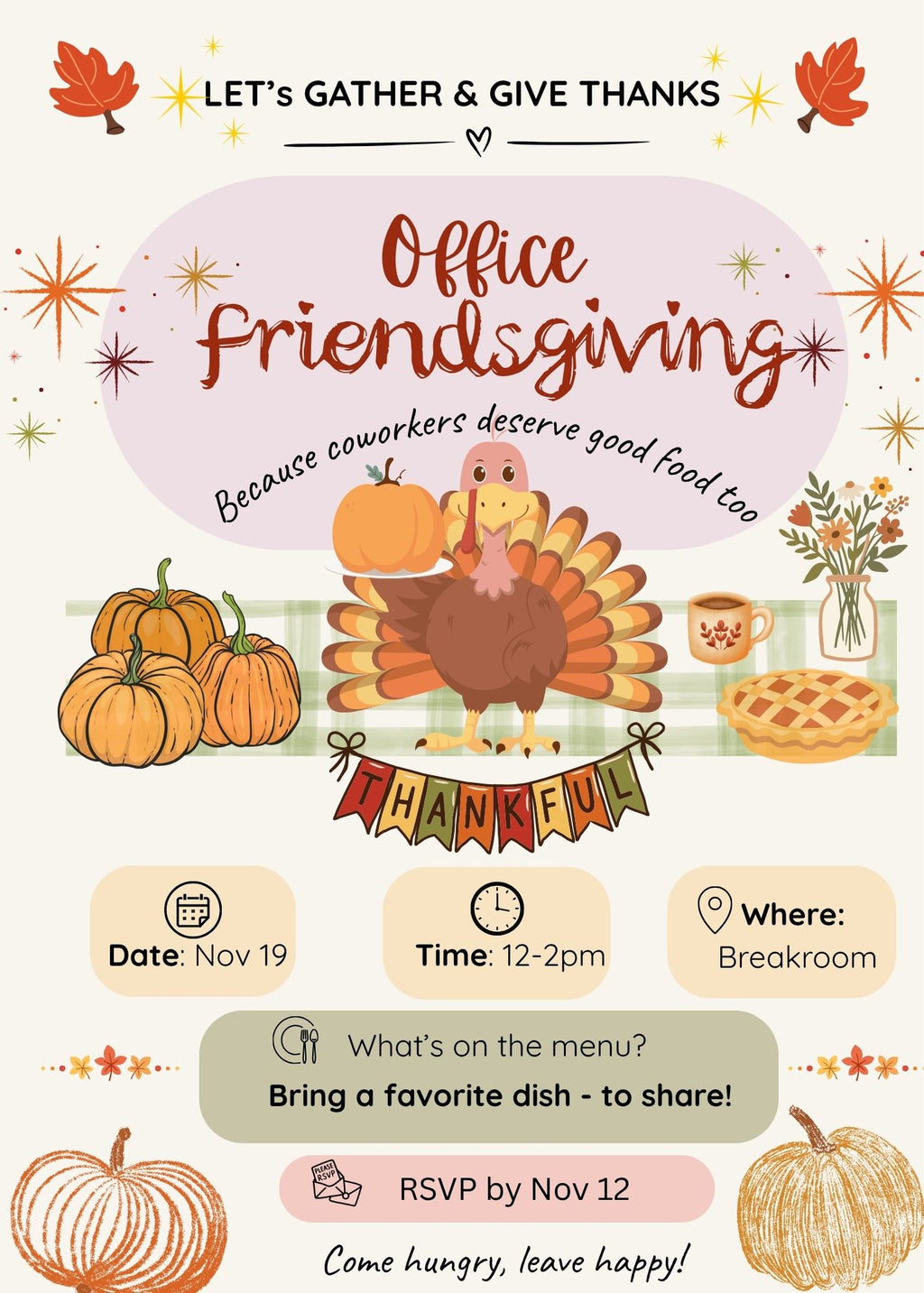 Office Friendsgiving Invite Canva