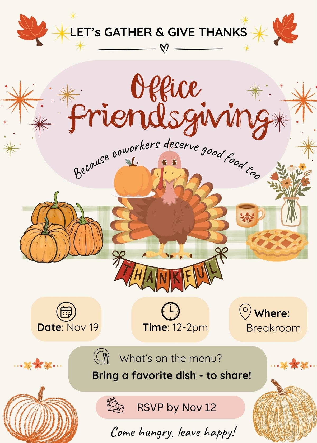 Office Friendsgiving Invite Canva