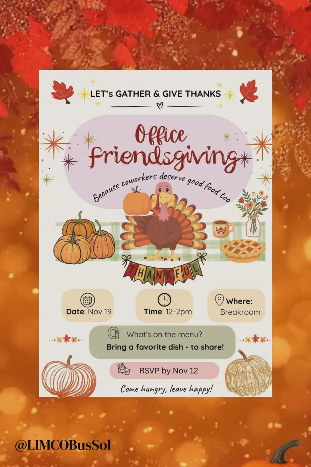 Office Friendsgiving Invite Canva